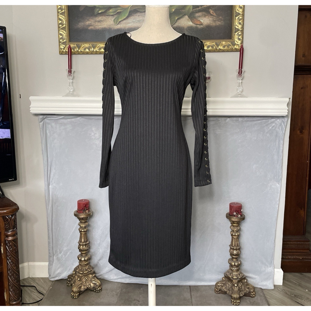 Jennifer Lopez Midnight Romance Black Ribbed Dress Size 12
